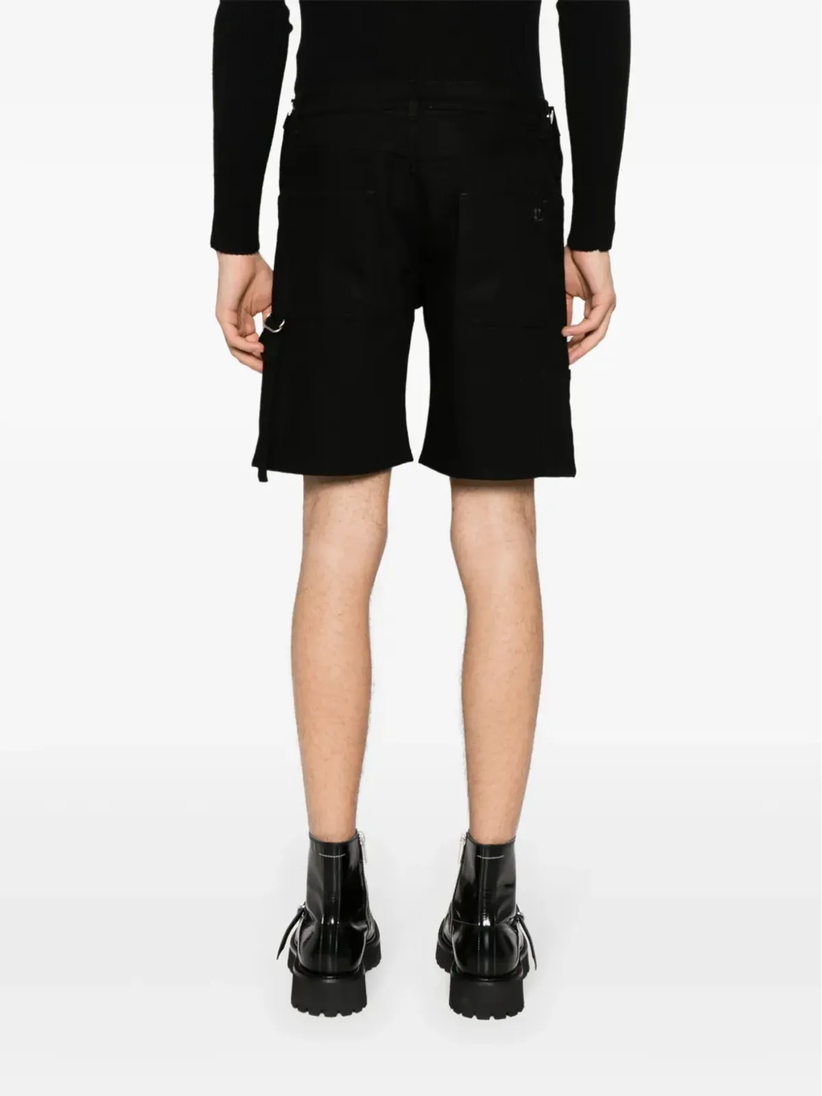 Courrèges Sailor strap-detailed denim shorts - Black - 画像4