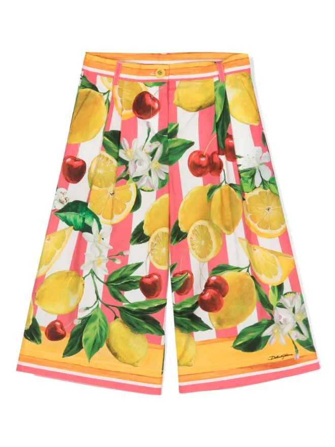 Dolce & Gabbana Kids Dolce & Gabbana Kids レモンプリント ワイドパンツ - ピンクの商品画像