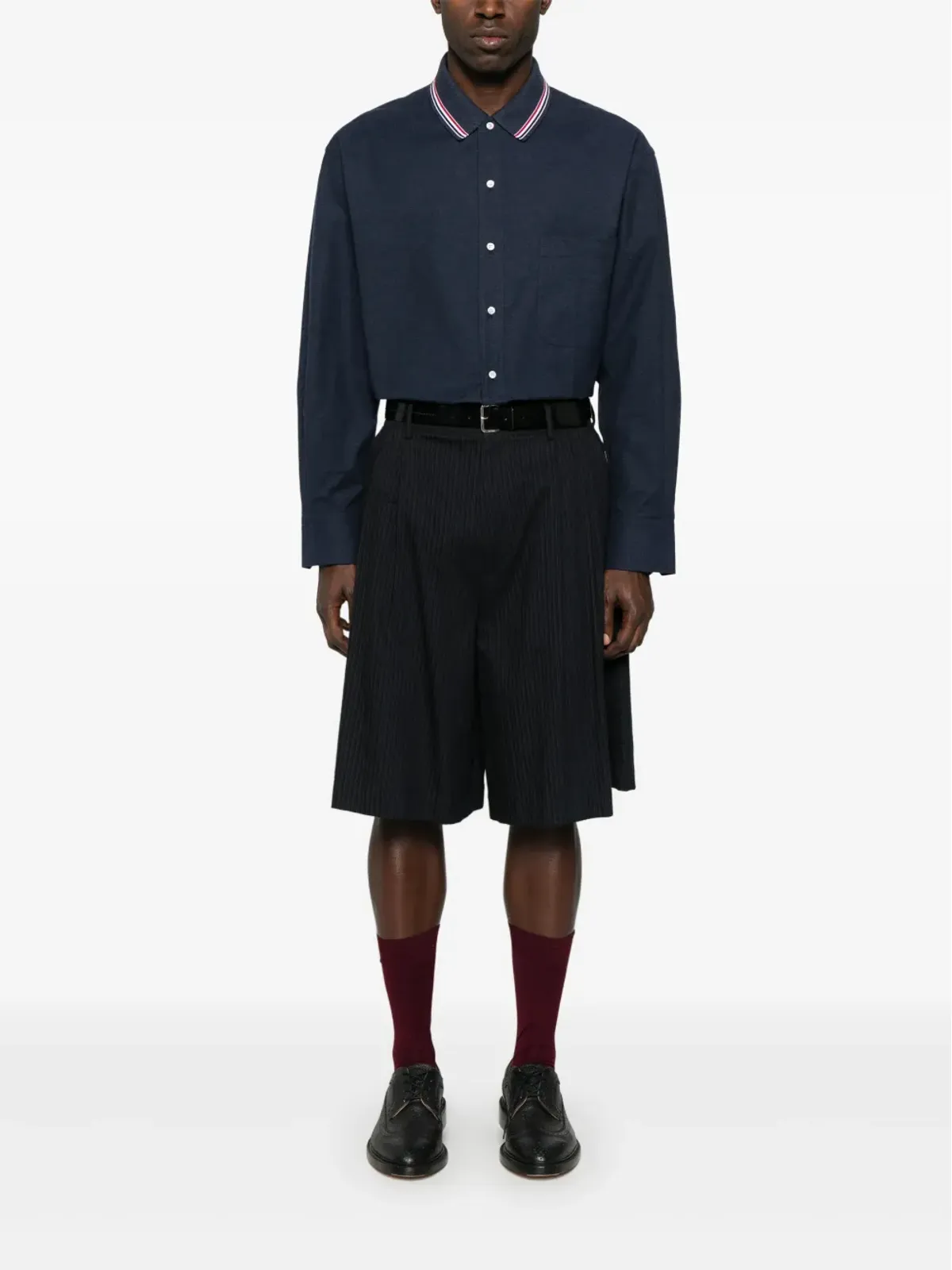 Thom Browne RWBストライプ柄フランネルシャツ ブルー - 画像2