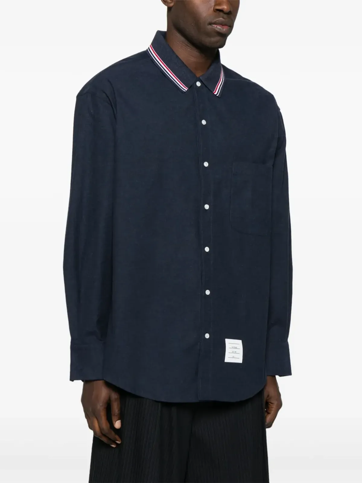 Thom Browne RWBストライプ柄フランネルシャツ ブルー - 画像3