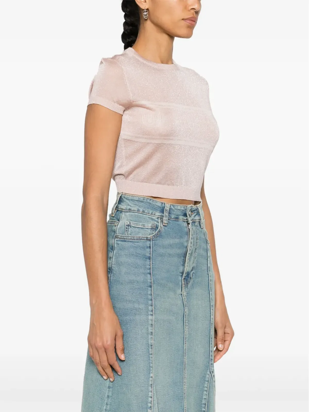 Chiara Ferragni Eyelikeモチーフ メタリック クロップドセーター - 画像3