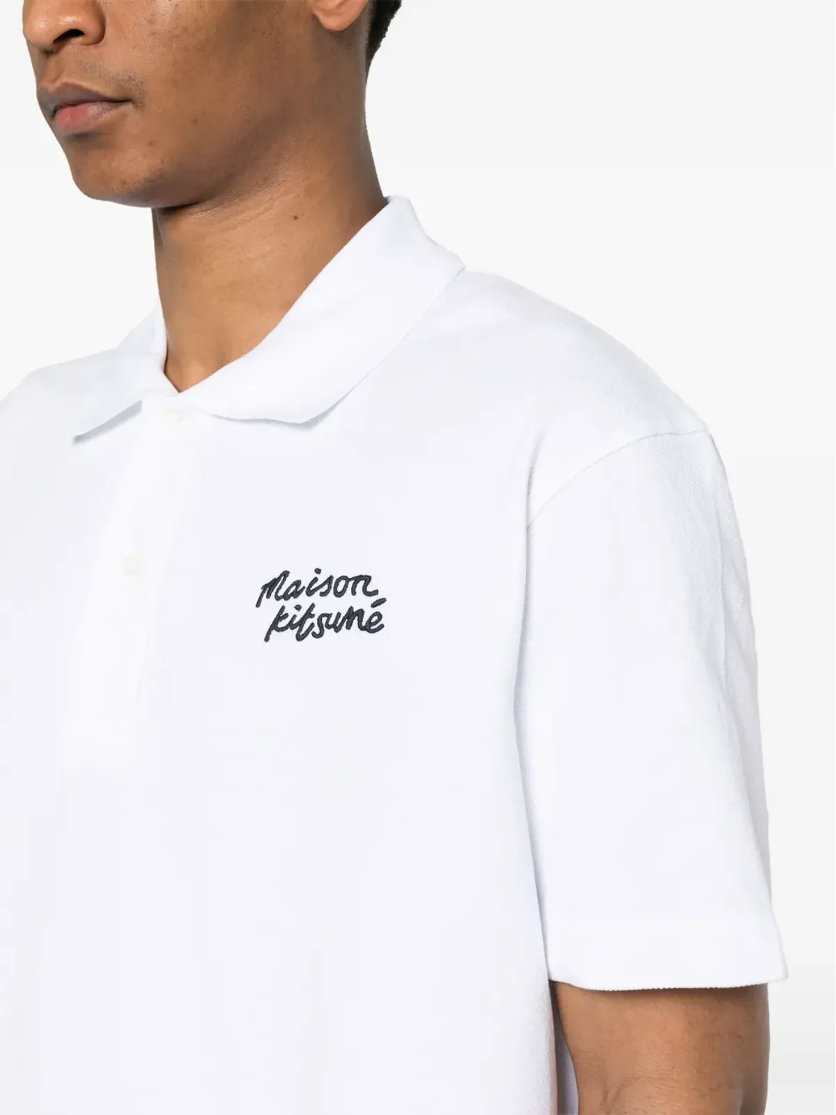 Maison Kitsuné ハンドライティング コットン ポロシャツ - ホワイト - 画像5