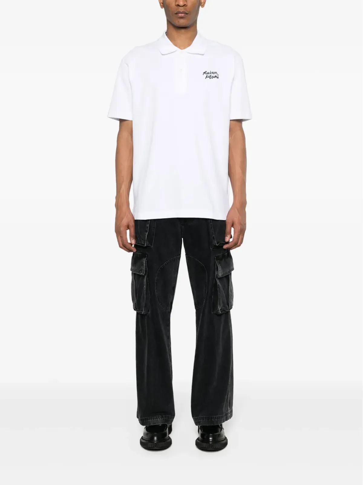 Maison Kitsuné ハンドライティング コットン ポロシャツ - ホワイト - 画像2