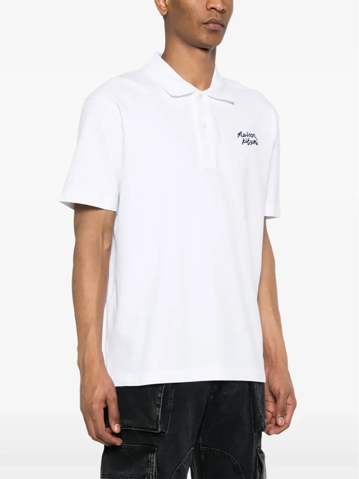 Maison Kitsuné ハンドライティング コットン ポロシャツ - ホワイト - 画像3