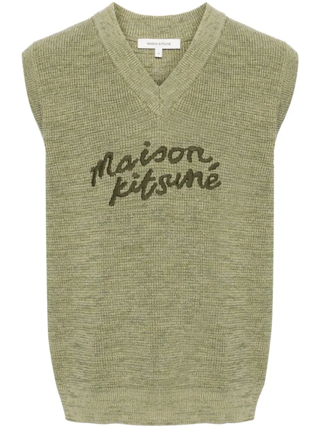 Maison Kitsuné Maison Kitsuné ロゴ刺繍コットンベスト - グリーンの商品画像