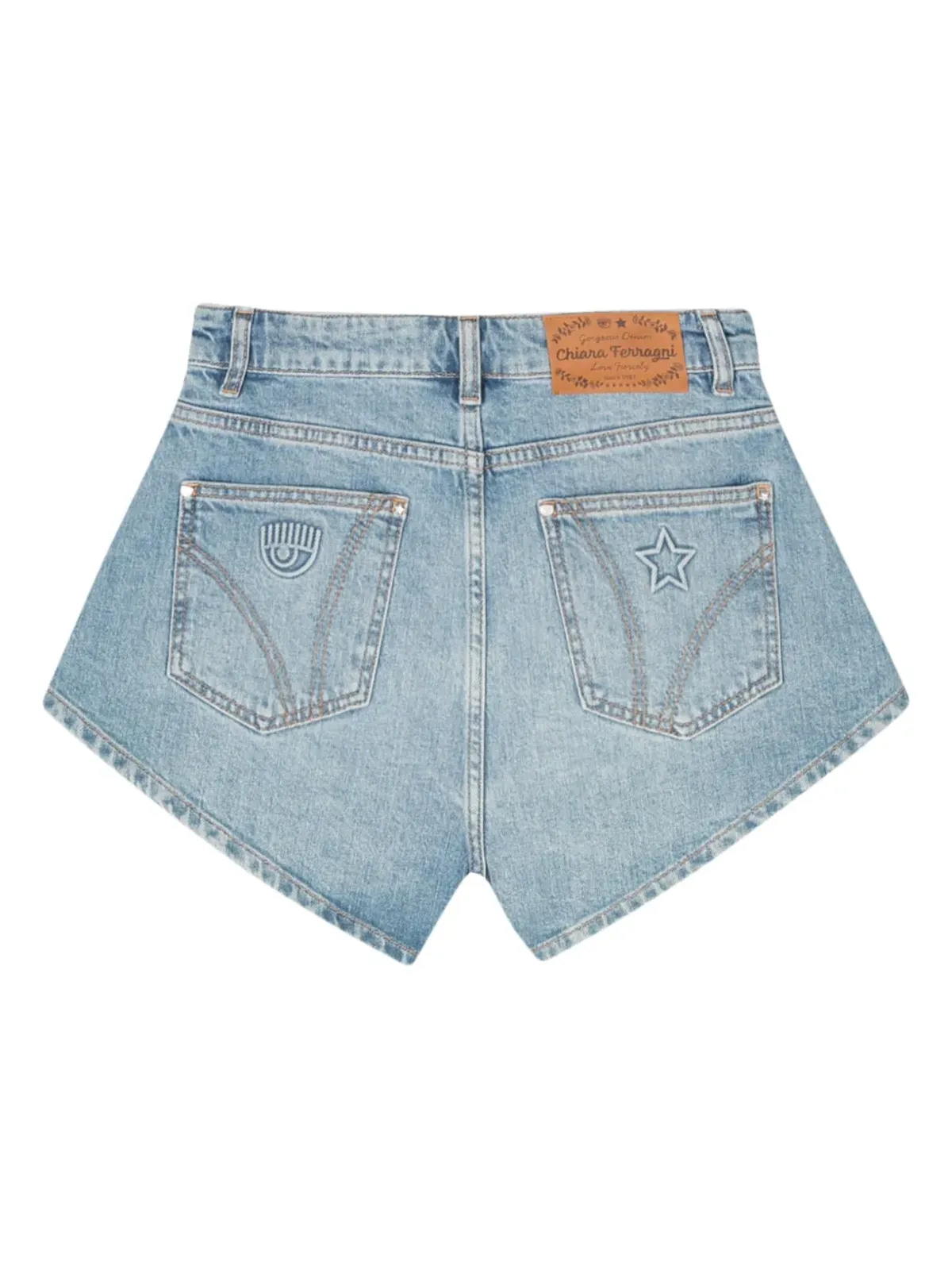 Chiara Ferragni Eyelikeモチーフ デニムショーツ ブルー - 画像2