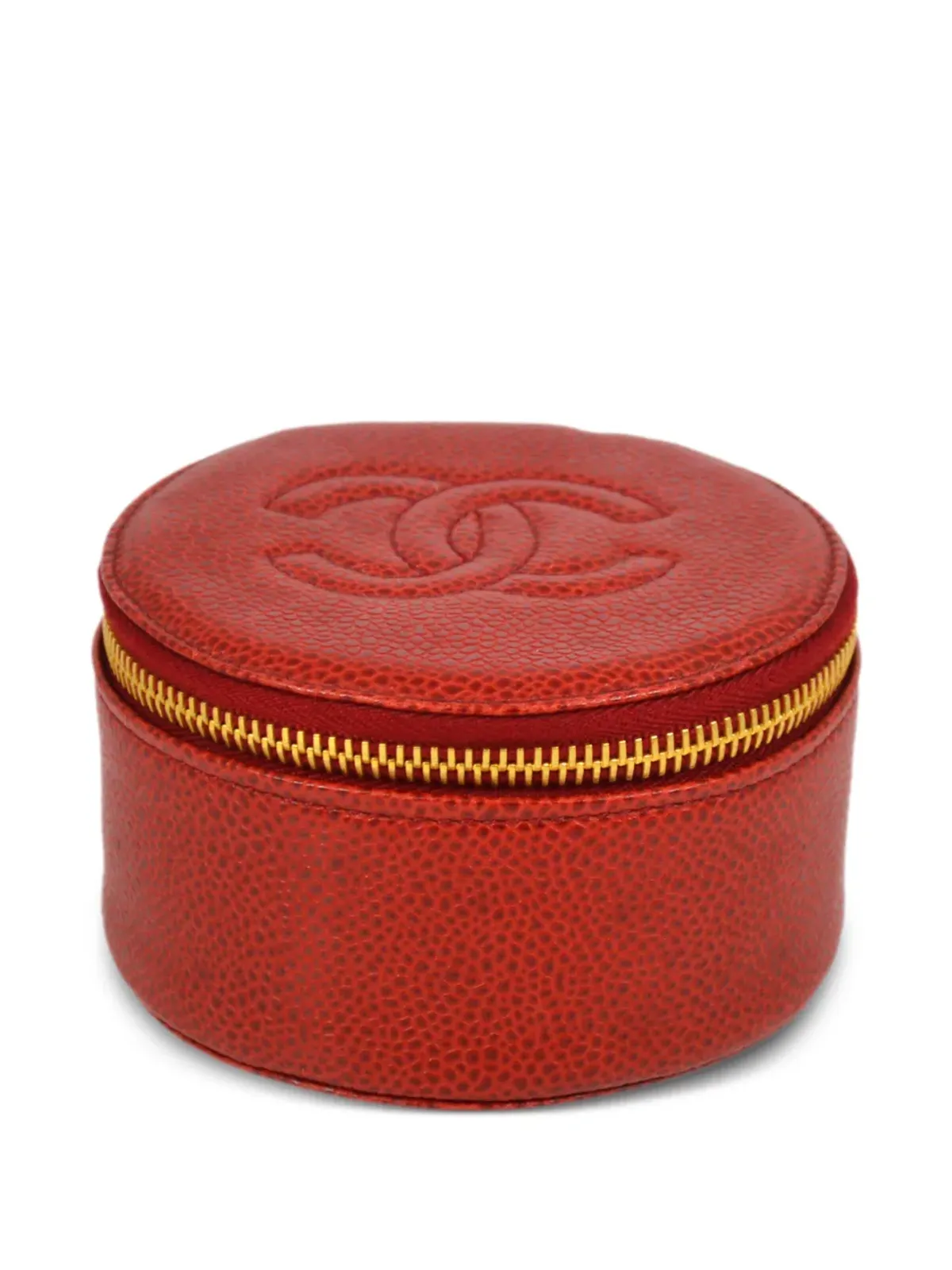 CHANEL ビンテージ 1992 CCステッチ ジュエリーケース レッド - 画像1