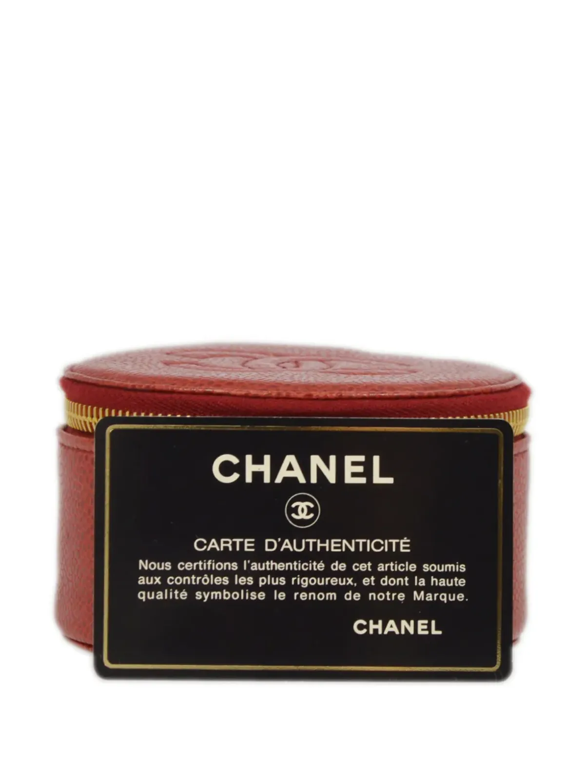 CHANEL ビンテージ 1992 CCステッチ ジュエリーケース レッド - 画像5