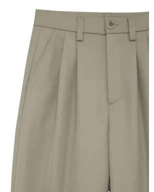 ANINE BING Carrie プリーツディテール ウールパンツ - グリーン - サムネイル4