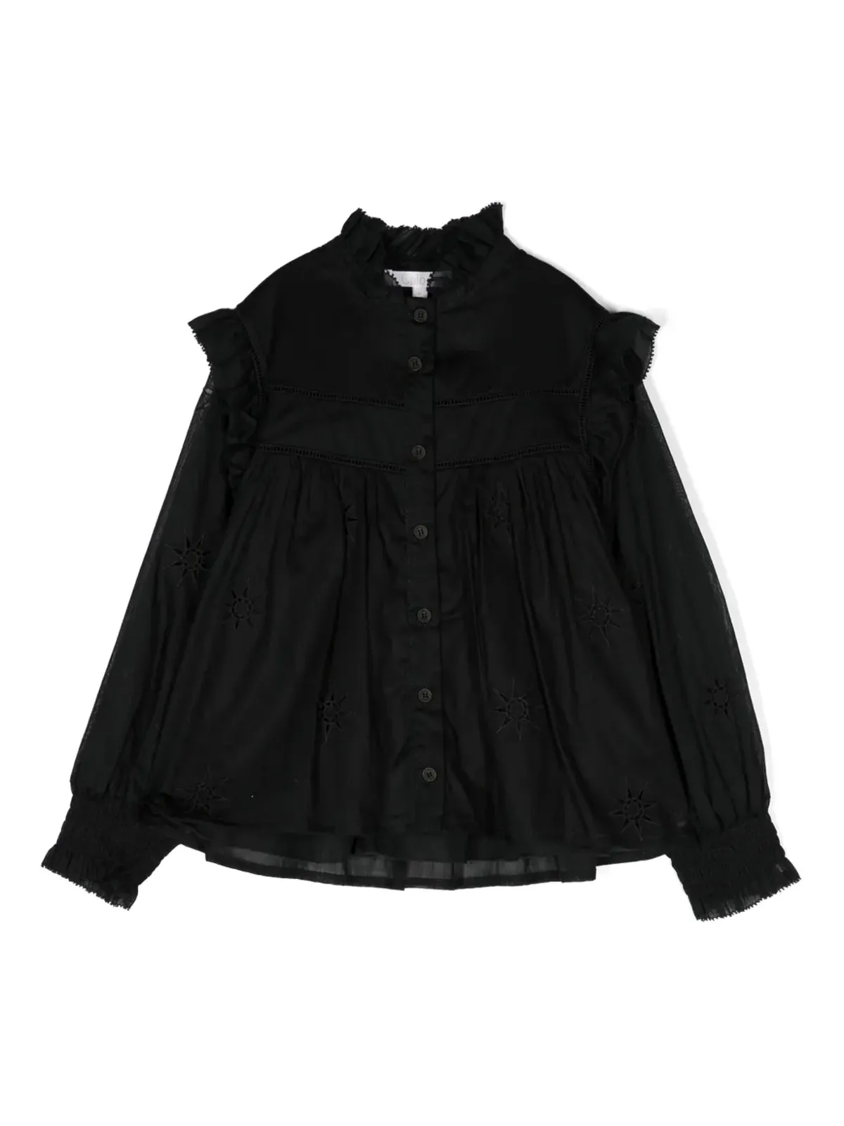 Chloé Kids ブロderie-anglaise コットンシャツ - 画像1