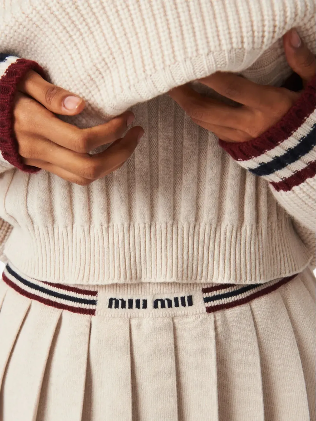 Miu Miu リブ編みカシミアポロシャツ - 画像5