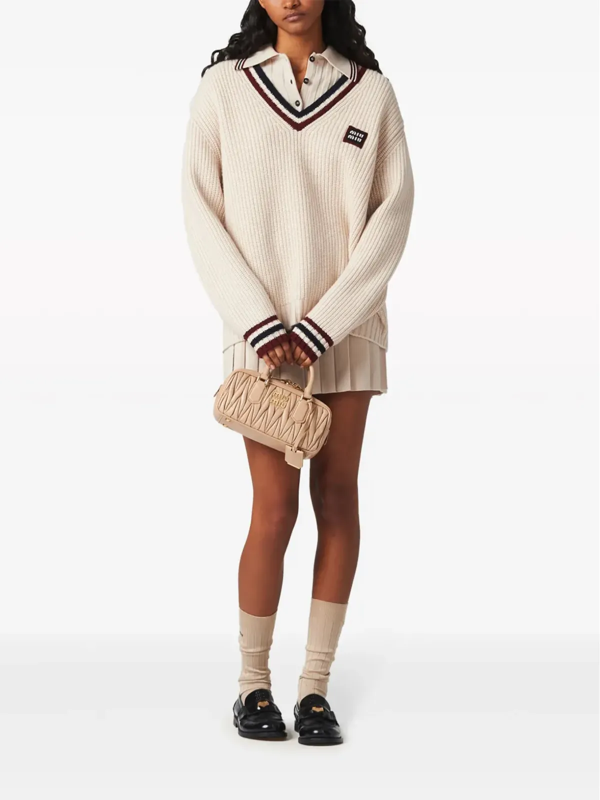 Miu Miu リブ編みカシミアポロシャツ - 画像2