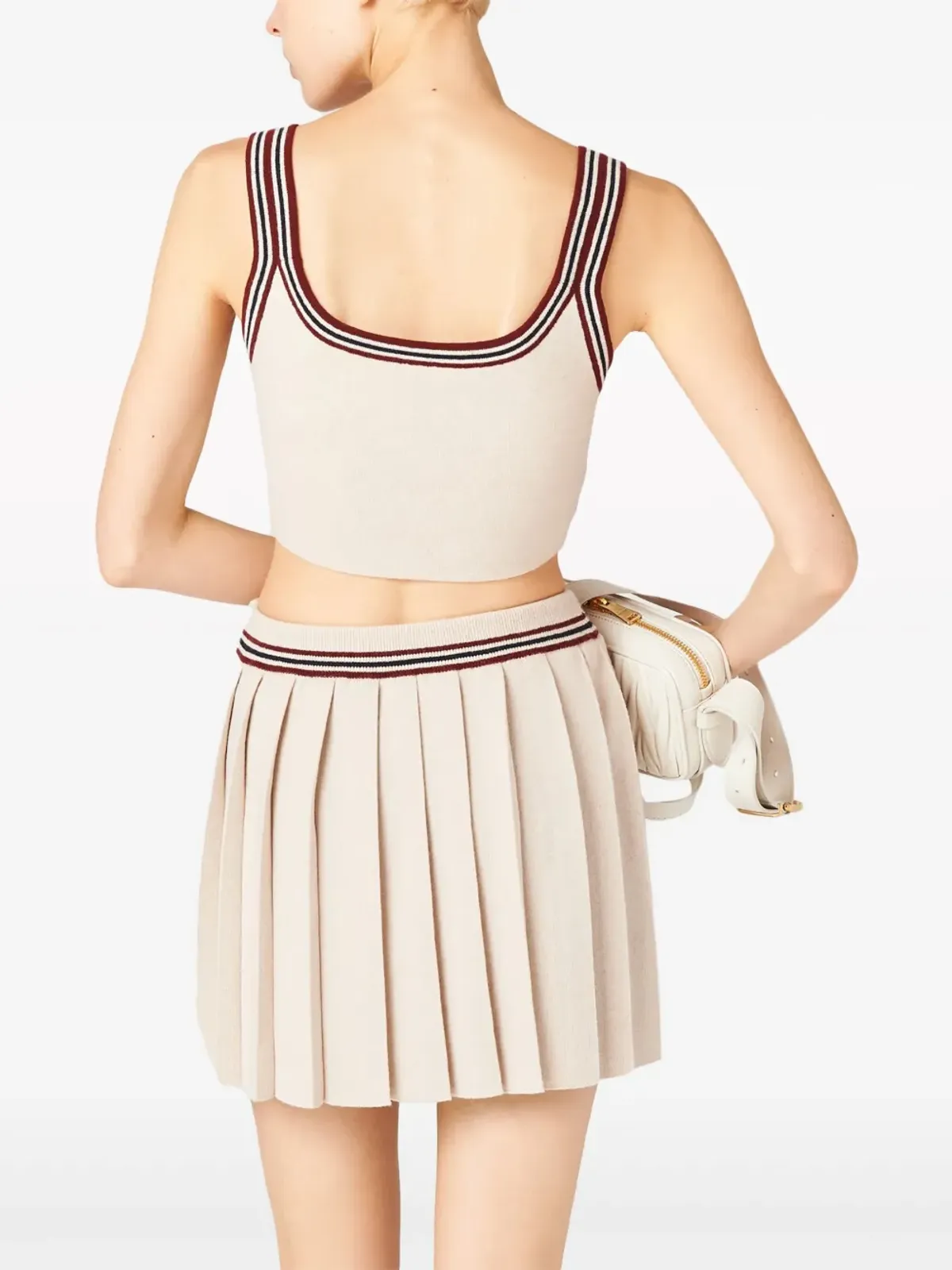 Miu Miu ストライプトリム カシミヤ クロップトップ - 画像3