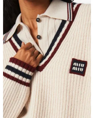 Miu Miu ストライプトリム カシミヤ セーター - サムネイル5
