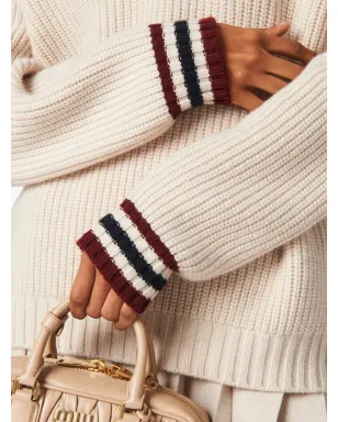 Miu Miu ストライプトリム カシミヤ セーター - サムネイル3