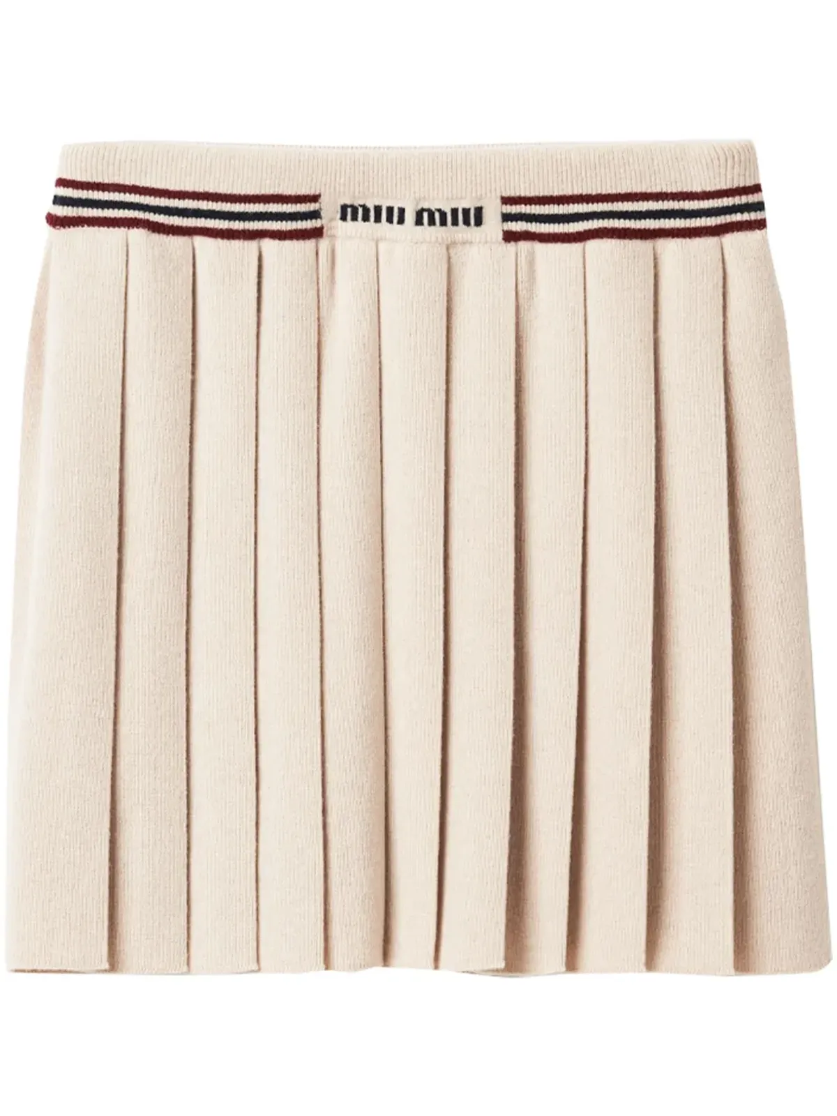 Miu Miu プリーツ入りニットカシミアミニスカート - 画像1