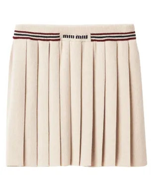 Miu Miu プリーツ入りニットカシミアミニスカート - サムネイル1