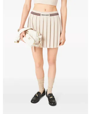 Miu Miu プリーツ入りニットカシミアミニスカート - サムネイル5