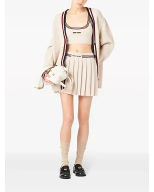 Miu Miu プリーツ入りニットカシミアミニスカート - サムネイル2