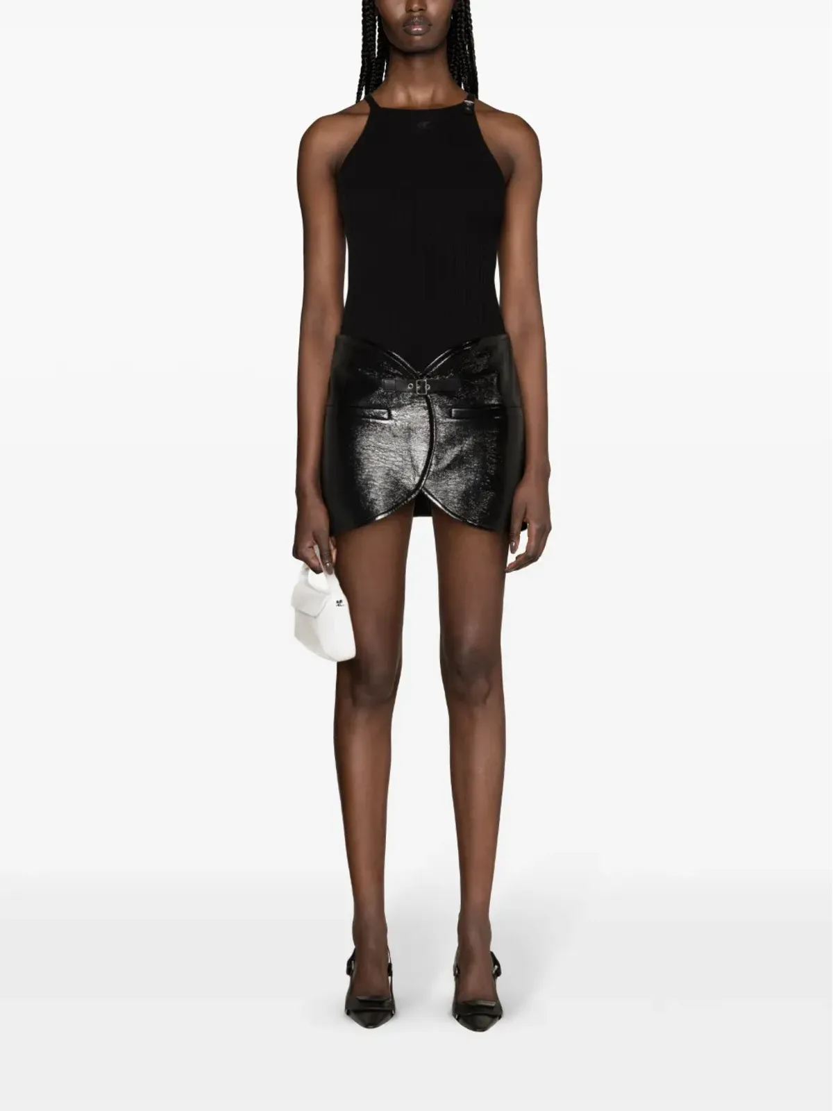 Courrèges エリプス ヴィニール ミニスカート - ブラック - 画像2