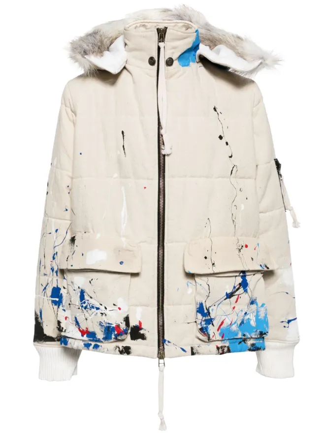 Greg Lauren Greg Lauren スプラッターペイント ダウンジャケット - ニュートラルカラーの商品画像
