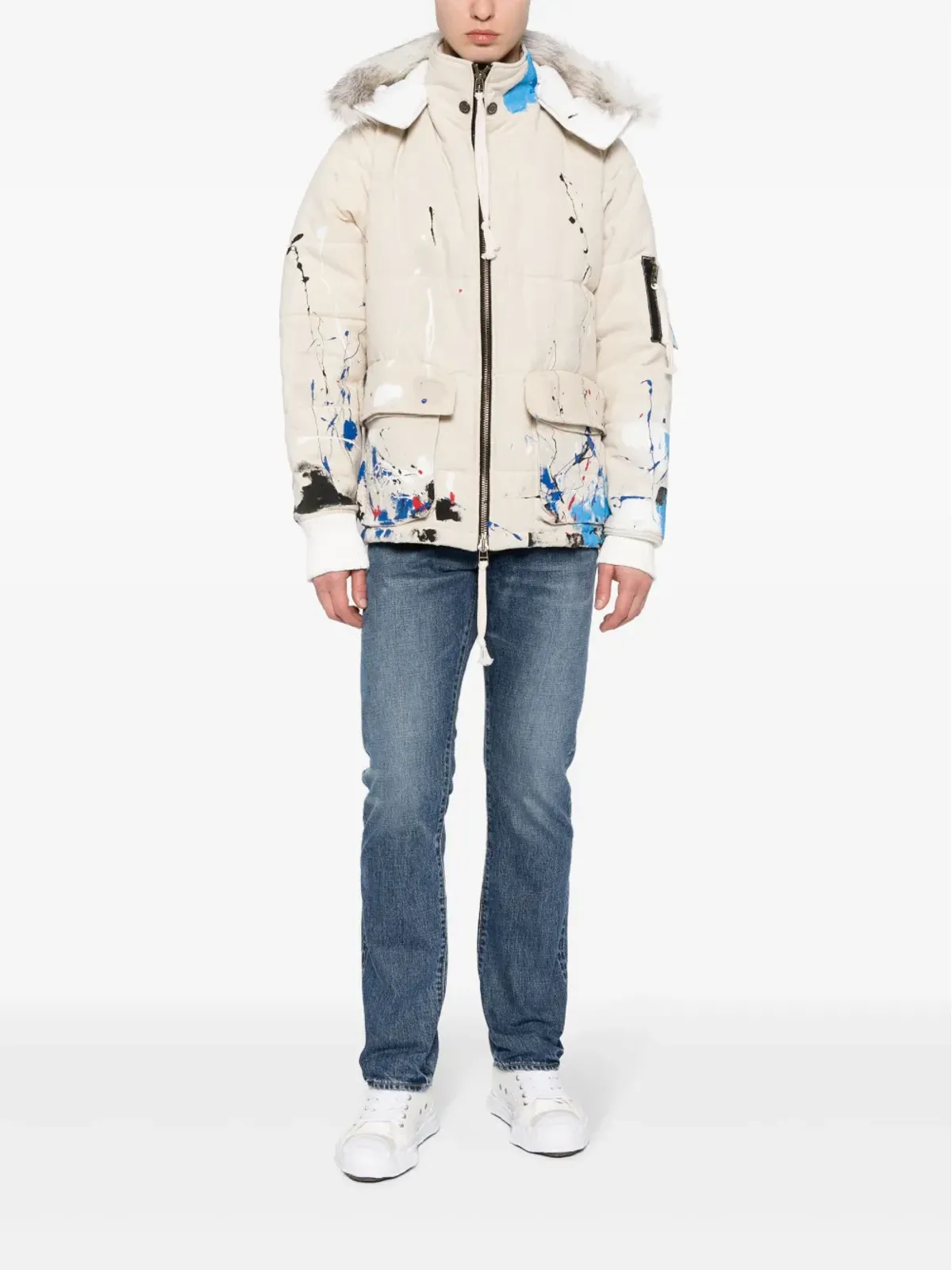 Greg Lauren スプラッターペイント ダウンジャケット - ニュートラルカラー - 画像2