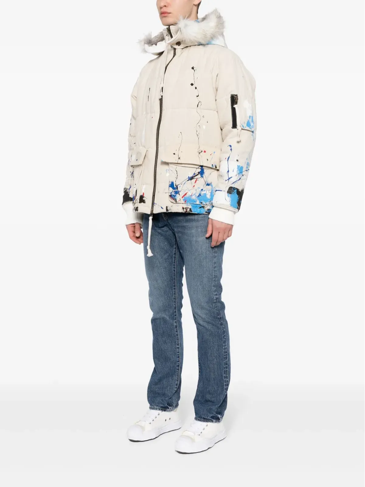 Greg Lauren スプラッターペイント ダウンジャケット - ニュートラルカラー - 画像3