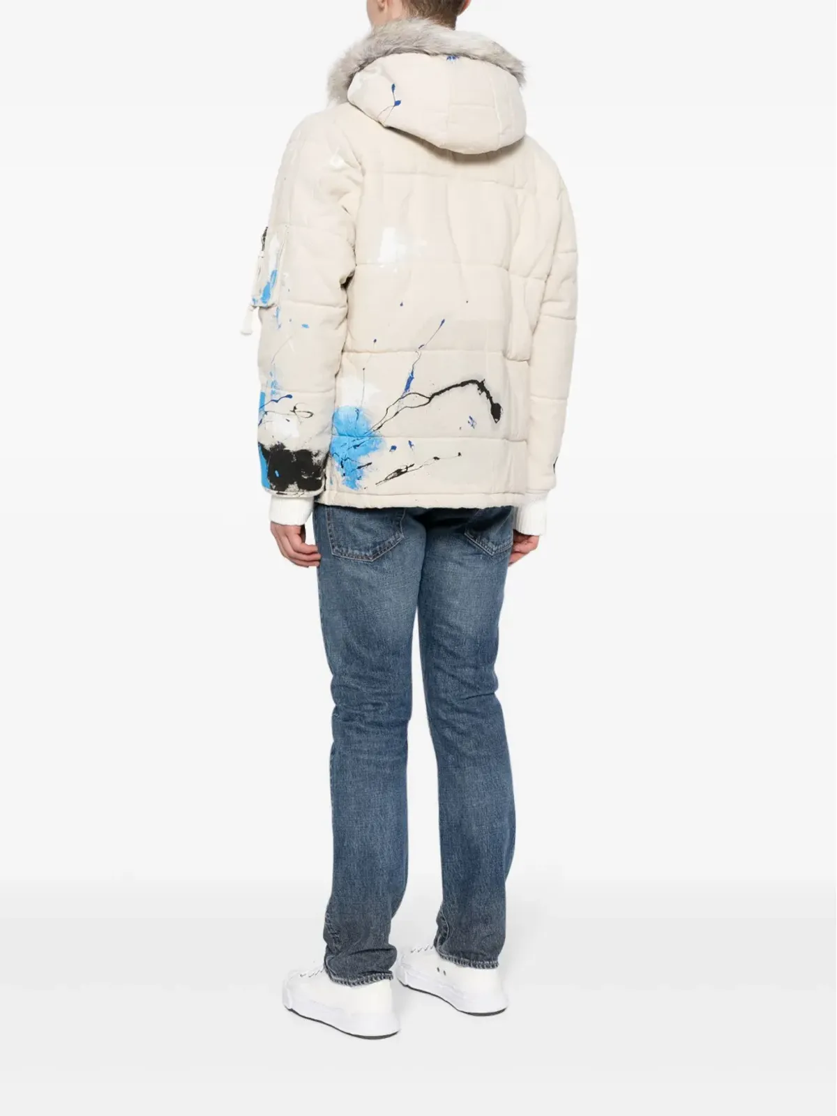 Greg Lauren スプラッターペイント ダウンジャケット - ニュートラルカラー - 画像4