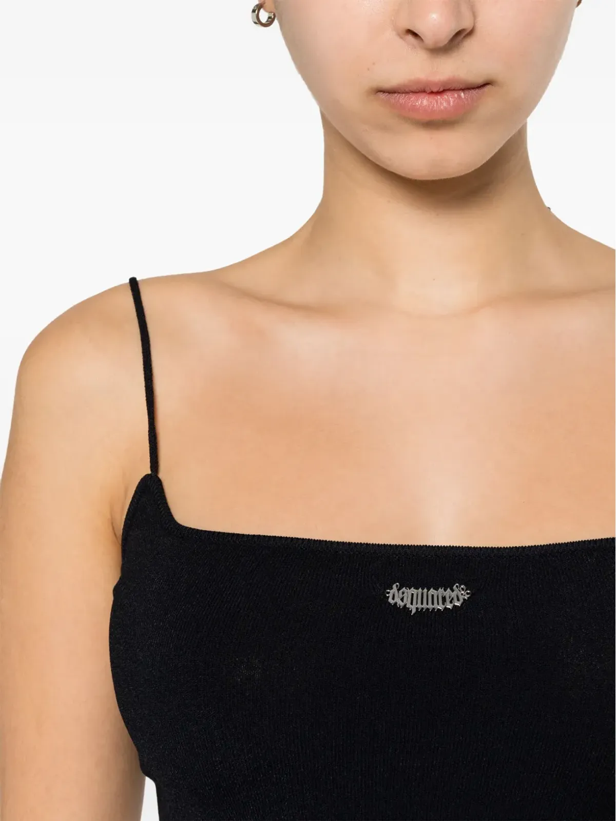DSQUARED2 ロゴプレート入りニットクロップトップ - ブラック - 画像5
