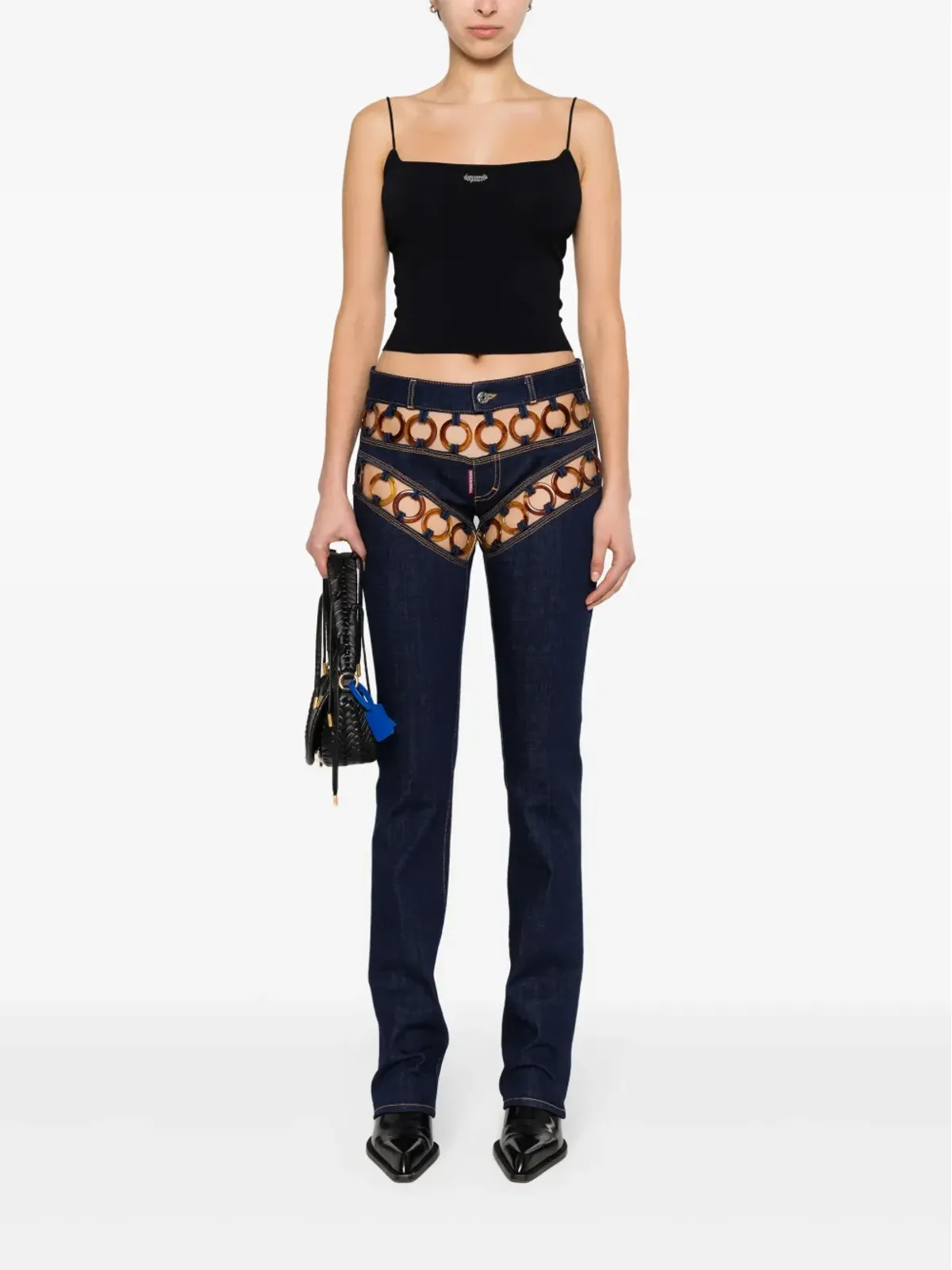 DSQUARED2 ロゴプレート入りニットクロップトップ - ブラック - 画像2