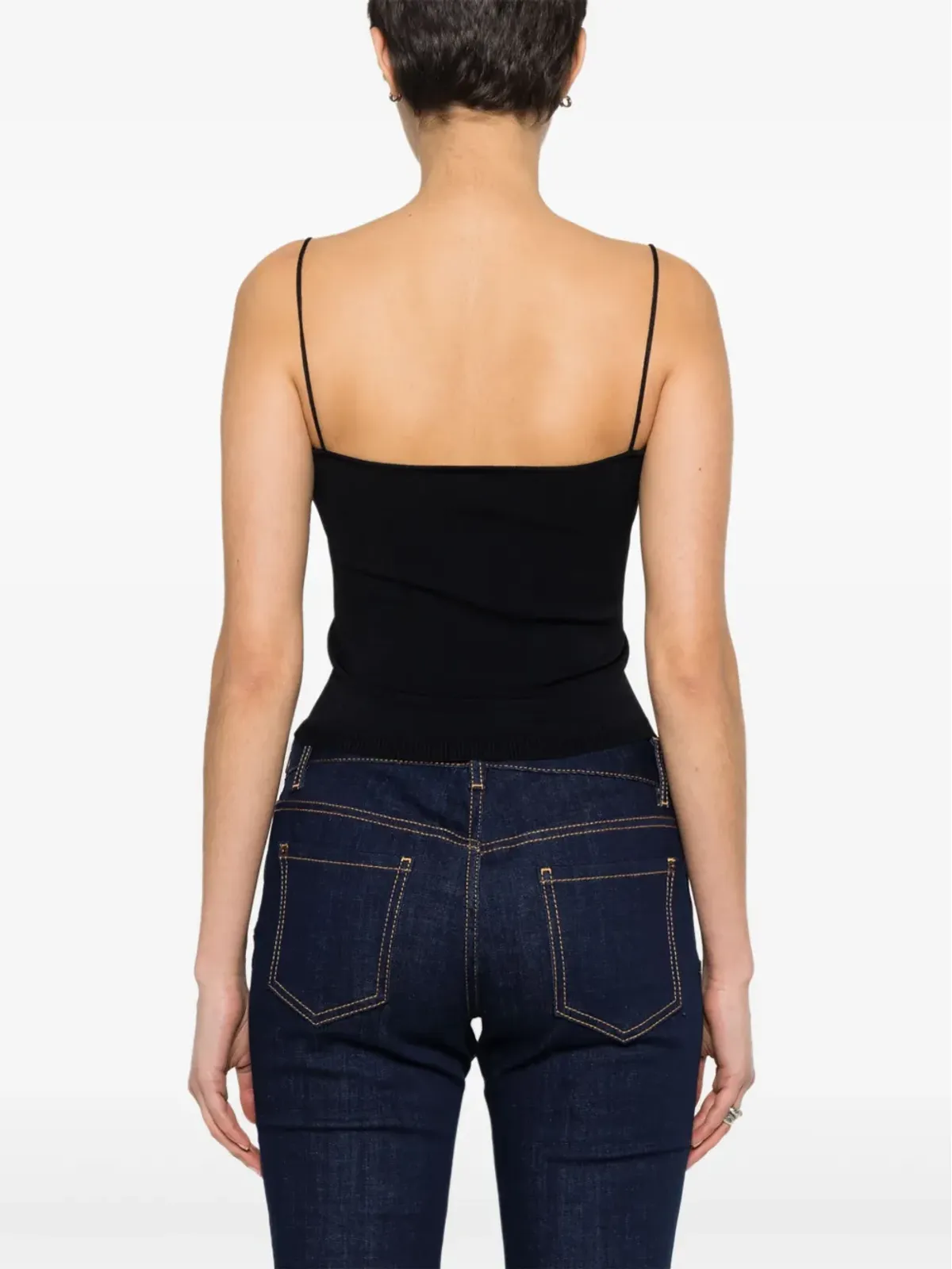 DSQUARED2 ロゴプレート入りニットクロップトップ - ブラック - 画像4