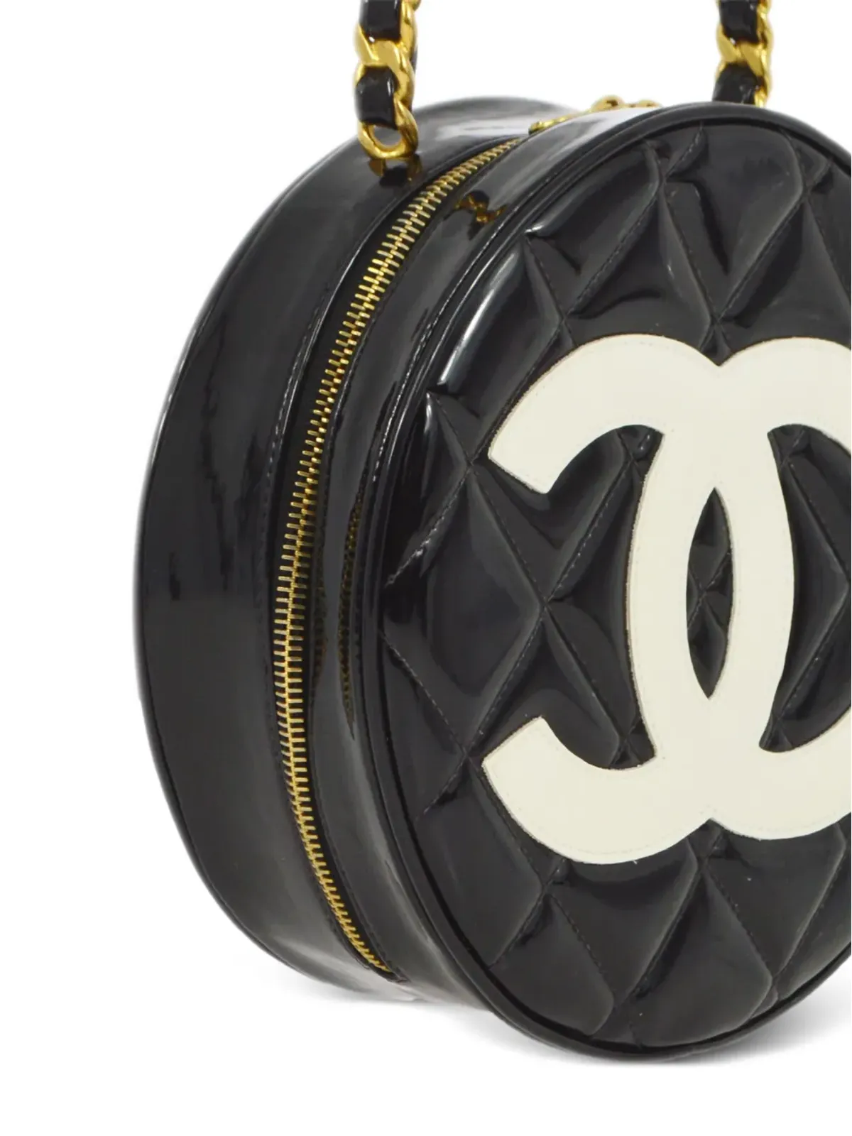 CHANEL ビンテージ 1995 CC ダイヤモンドキルト バニティバッグ - ブラック - 画像3