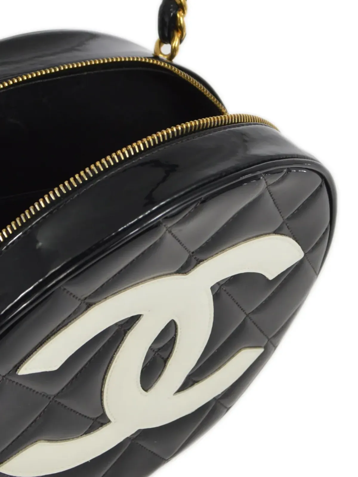 CHANEL ビンテージ 1995 CC ダイヤモンドキルト バニティバッグ - ブラック - 画像4
