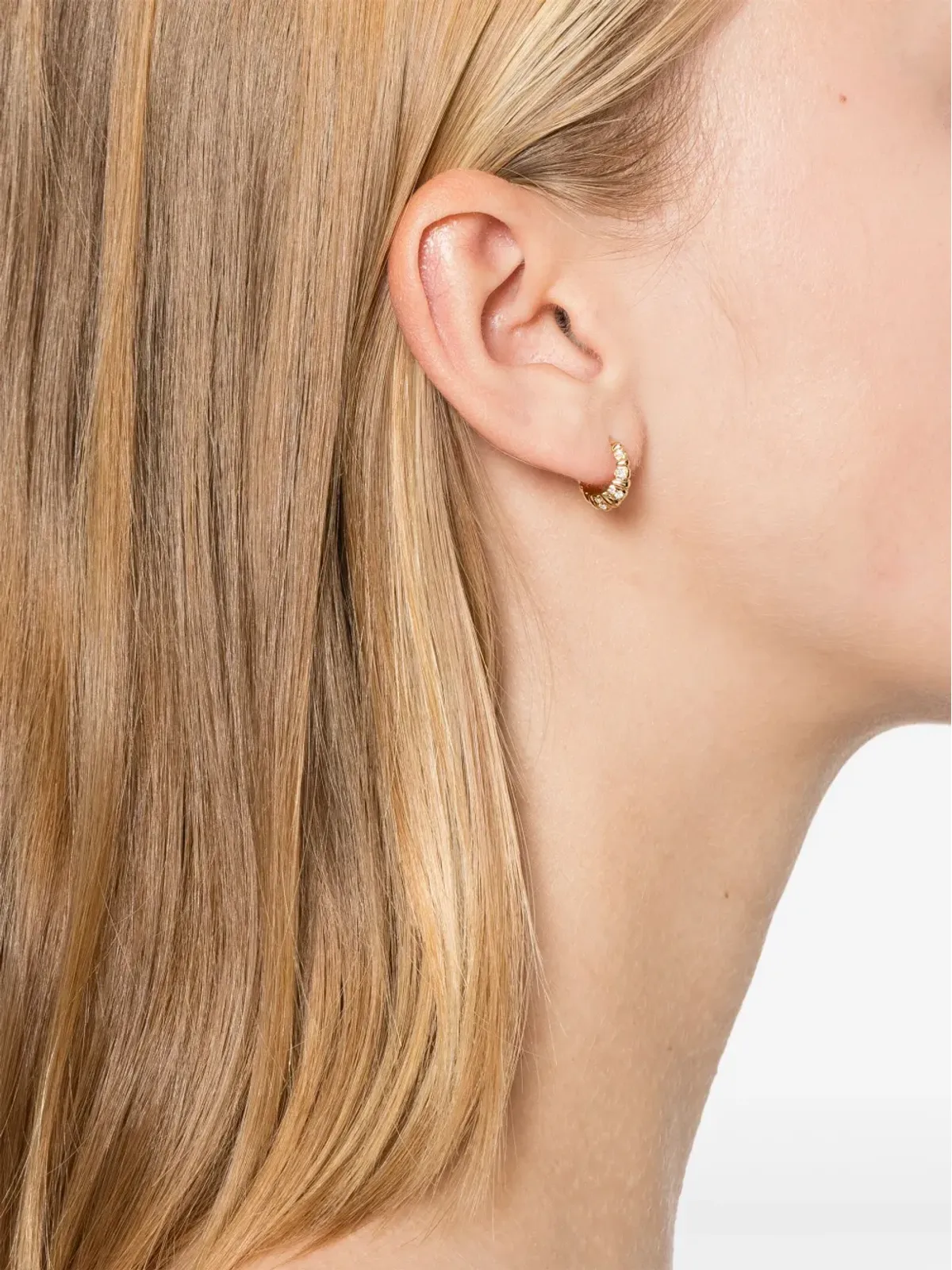 Lizzie Mandler Fine Jewelry 18kt yellow gold mini Crescent diamond single earring - 画像2