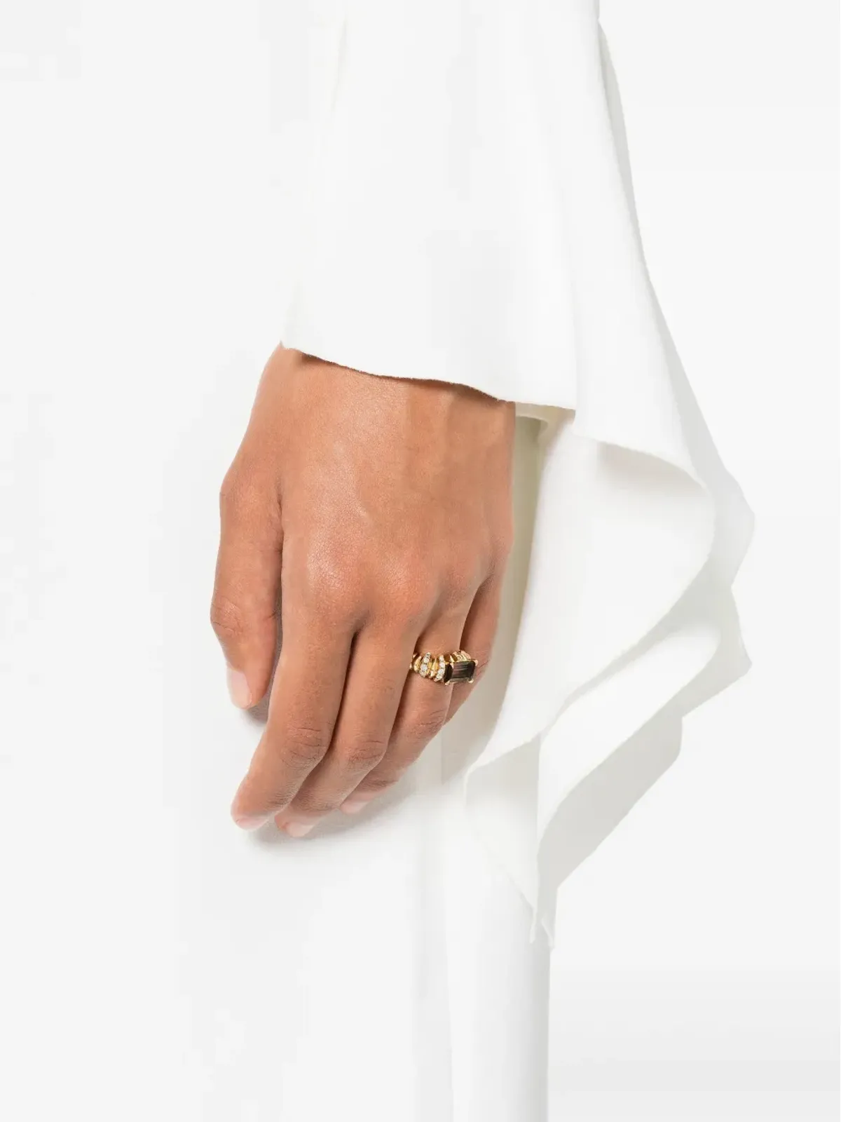 Lizzie Mandler Fine Jewelry 18Kイエローゴールド オンリーワン フルーテッドクレセントリング - 画像2