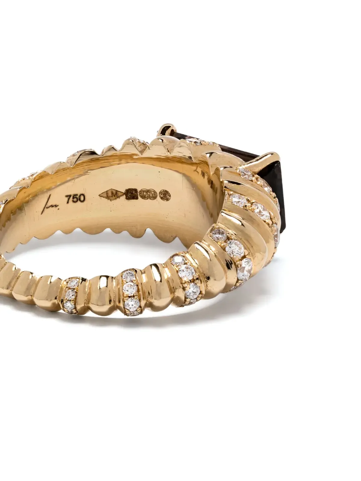 Lizzie Mandler Fine Jewelry 18Kイエローゴールド オンリーワン フルーテッドクレセントリング - 画像3
