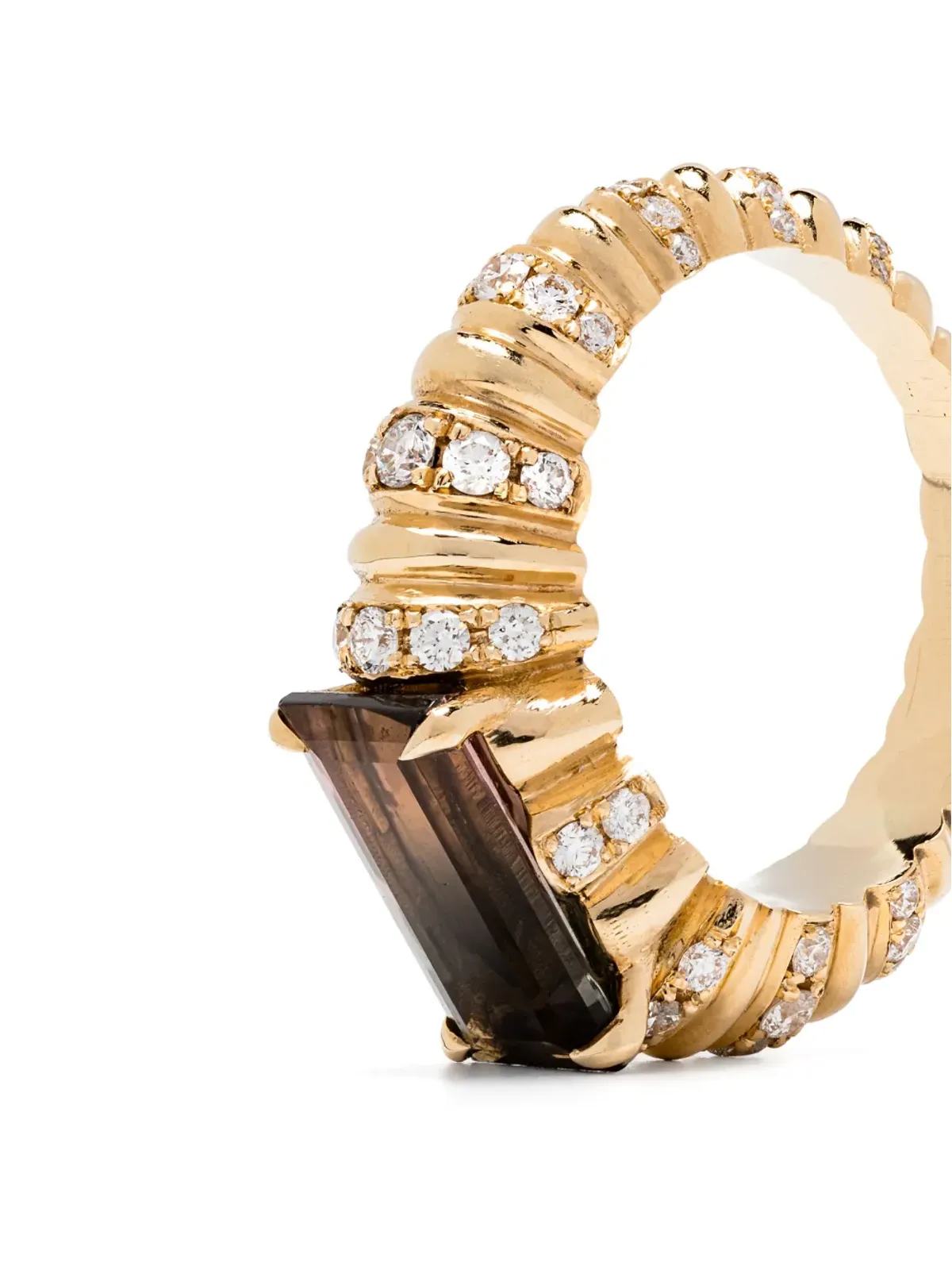 Lizzie Mandler Fine Jewelry 18Kイエローゴールド オンリーワン フルーテッドクレセントリング - 画像4