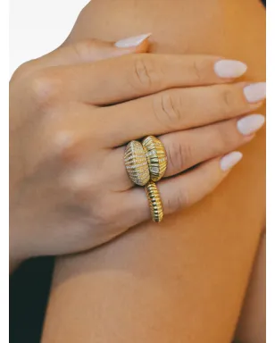Lizzie Mandler Fine Jewelry 18K イエローゴールド XL フルーテッド クレスセント バンドリング - サムネイル2