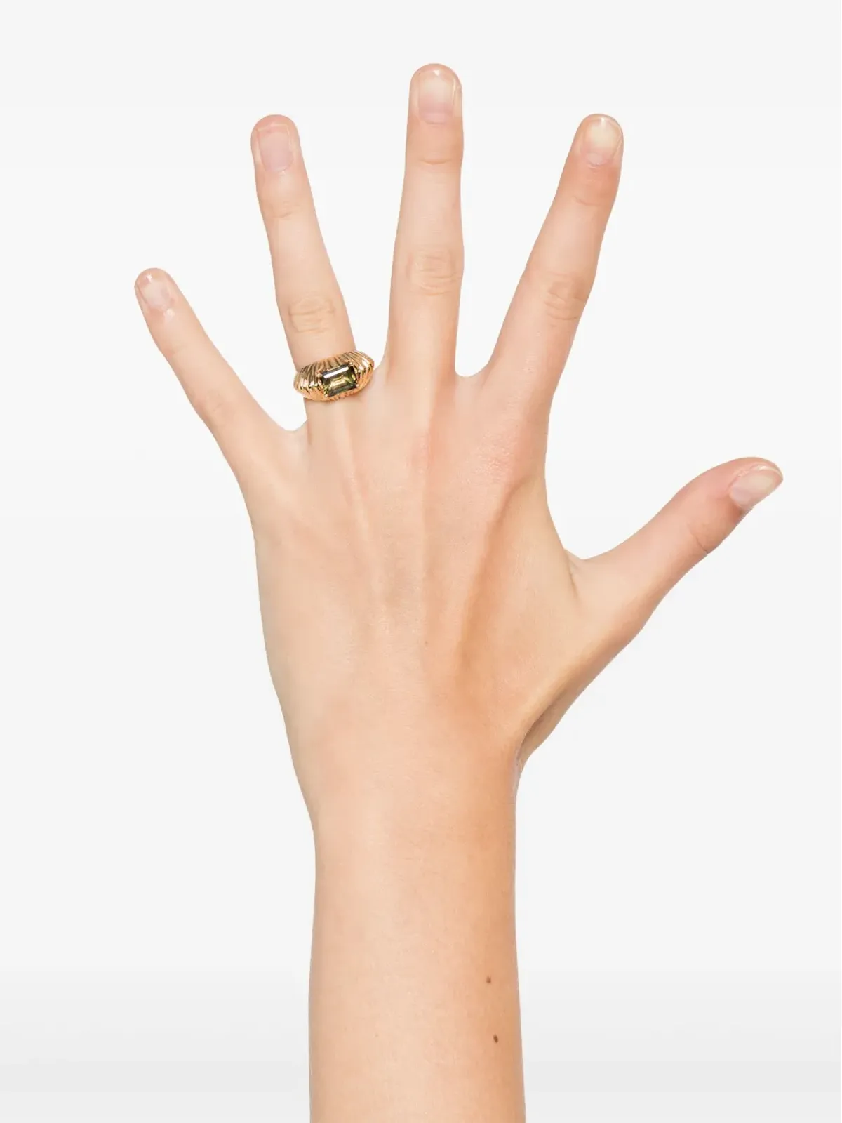 Lizzie Mandler Fine Jewelry 18kt イエローゴールド XL フルーテッド クレセント トルマリン リング - 画像2