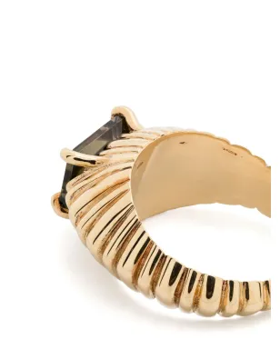 Lizzie Mandler Fine Jewelry 18kt イエローゴールド XL フルーテッド クレセント トルマリン リング - サムネイル3