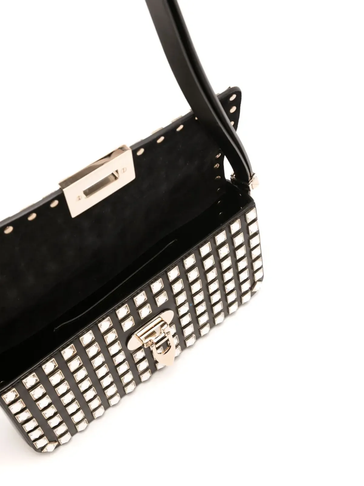 Valentino Garavani ロックスタッド E/W レザー ショルダーバッグ ブラック - 画像5