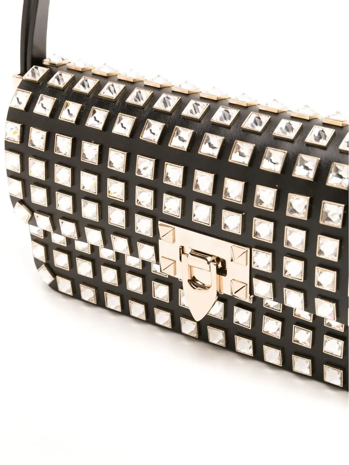 Valentino Garavani ロックスタッド E/W レザー ショルダーバッグ ブラック - 画像4