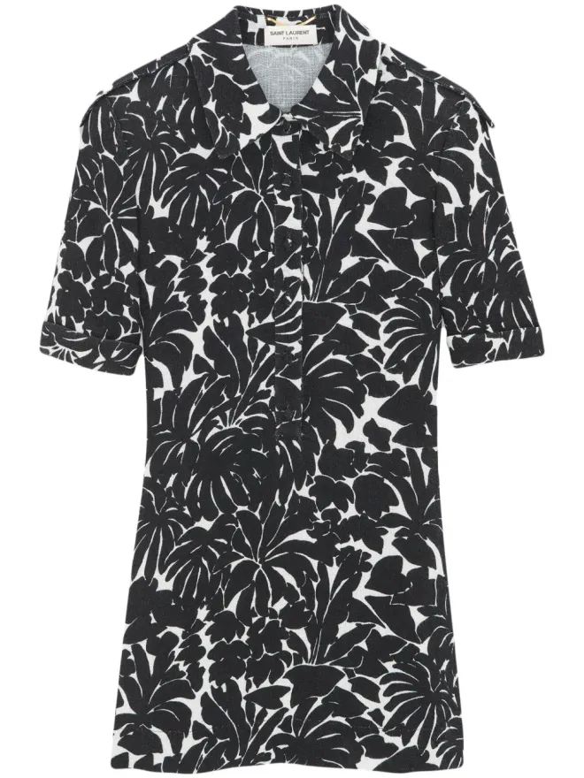 Saint Laurent Saint Laurent プリントショートドレス ブラックの商品画像