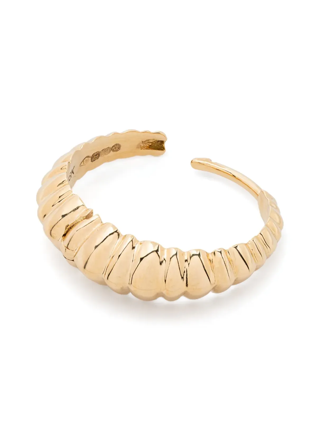 Lizzie Mandler Fine Jewelry フルーテッド・クレセント・シングル・ハグイヤリング - 画像3