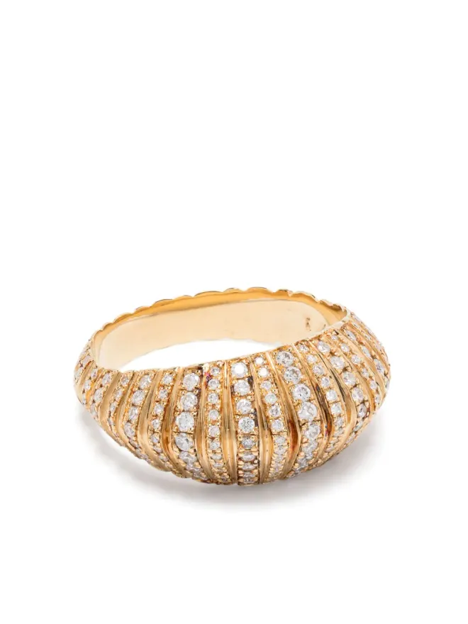 Lizzie Mandler Fine Jewelry Lizzie Mandler Fine Jewelry 18K イエローゴールド フルーテッド クレセント ダイヤモンド リングの商品画像