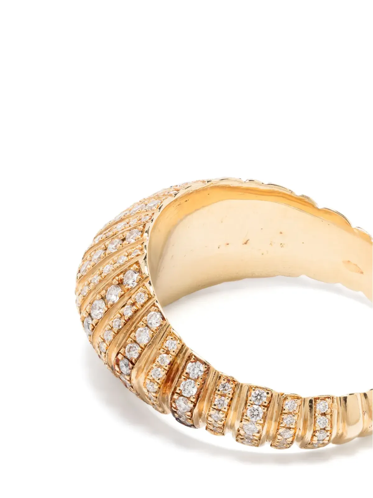 Lizzie Mandler Fine Jewelry 18K イエローゴールド フルーテッド クレセント ダイヤモンド リング - 画像3