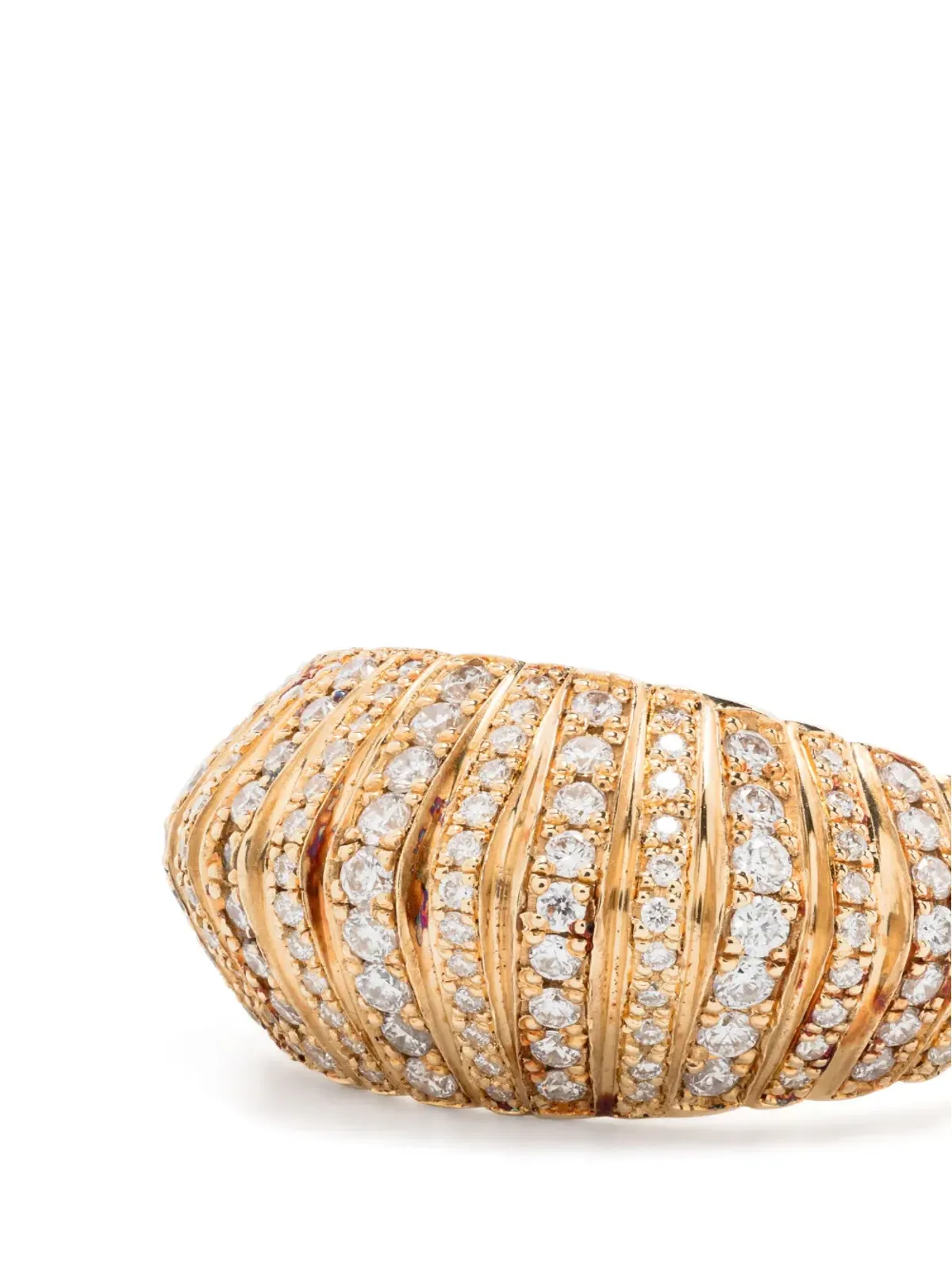 Lizzie Mandler Fine Jewelry 18K イエローゴールド フルーテッド クレセント ダイヤモンド リング - 画像4