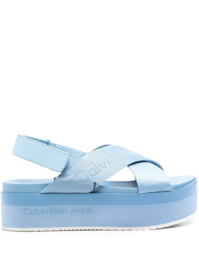 Calvin Klein Jeans Calvin Klein Jeans 55mm ロゴジャカード フラットフォーム サンダル - ブルーの商品画像