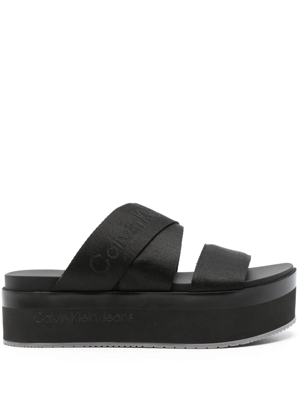 Calvin Klein Jeans ロゴジャカード フラットフォームサンダル - 画像1