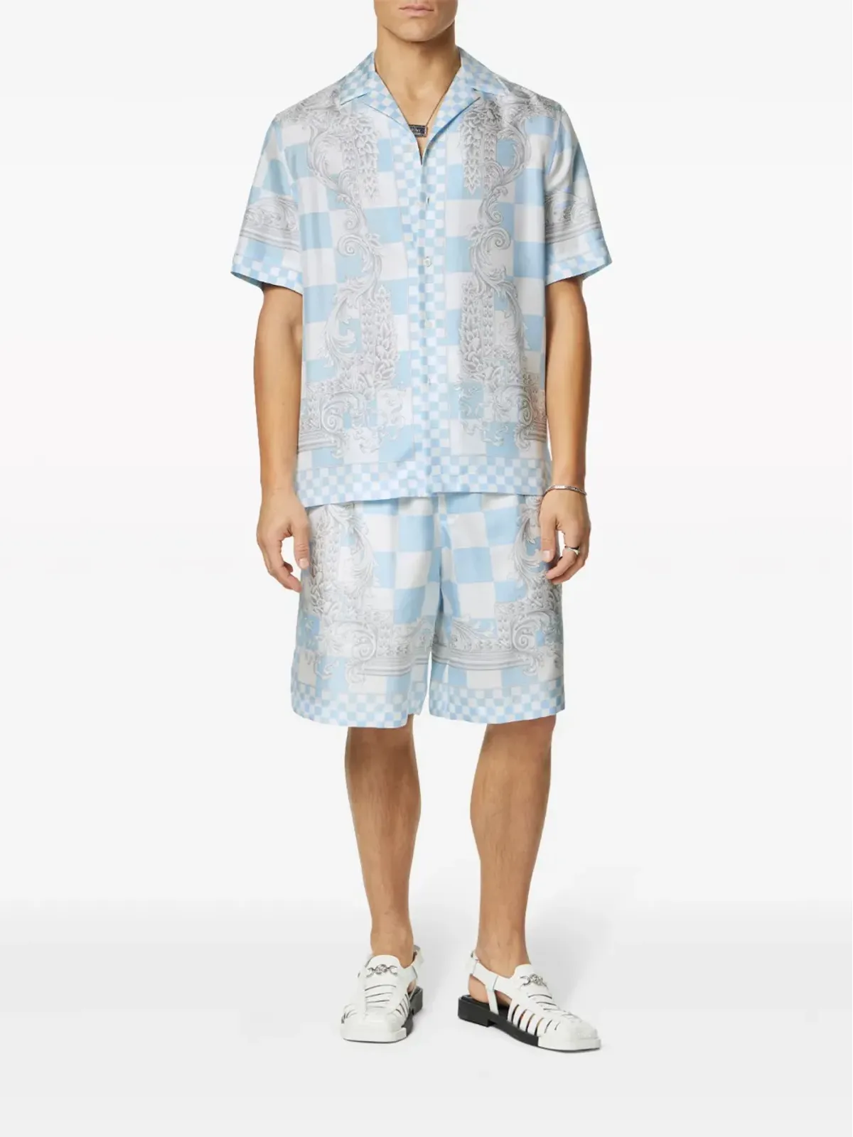 Versace メデューサ コントラスト シルク ショーツ - 画像2